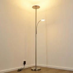 Hofstein Veteli Deckenfluter LED Nickel-Matt, Chrom, 2-flammig -Bürolampen Verkäufe veteli deckenfluter h3080856 4