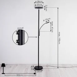 Hofstein Wonsbek Deckenfluter LED Schwarz, 2-flammig -Bürolampen Verkäufe wonsbek deckenfluter h3426128 3