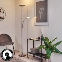 Hofstein Wonsbek Stehleuchte LED Nickel-Matt, 2-flammig