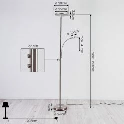 Hofstein Wonsbek Stehleuchte LED Nickel-Matt, 2-flammig -Bürolampen Verkäufe wonsbek stehleuchte h3426166 3