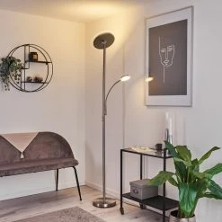 Hofstein Wonsbek Stehleuchte LED Nickel-Matt, 2-flammig -Bürolampen Verkäufe wonsbek stehleuchte h3426166 8