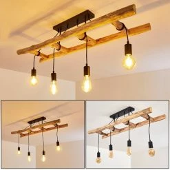 Hofstein Yaak Deckenleuchte Schwarz, Braun, 4-flammig