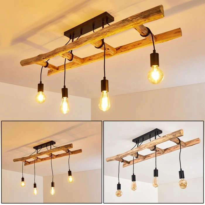 Hofstein Yaak Deckenleuchte Schwarz, Braun, 4-flammig 1 Hofstein Yaak Deckenleuchte Schwarz, Braun, 4-flammig