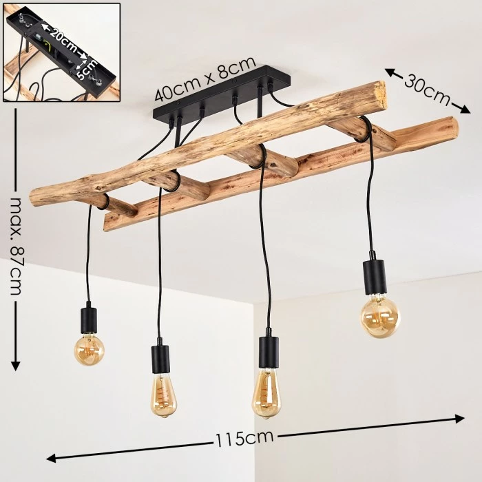 Hofstein Yaak Deckenleuchte Schwarz, Braun, 4-flammig 2 Hofstein Yaak Deckenleuchte Schwarz, Braun, 4-flammig – Bild 2