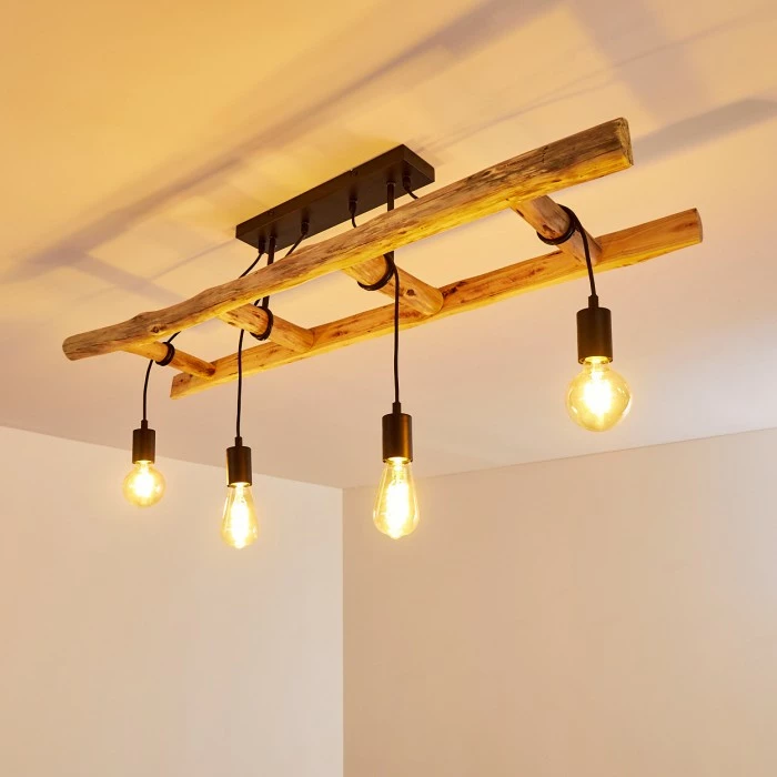 Hofstein Yaak Deckenleuchte Schwarz, Braun, 4-flammig 3 Hofstein Yaak Deckenleuchte Schwarz, Braun, 4-flammig – Bild 3