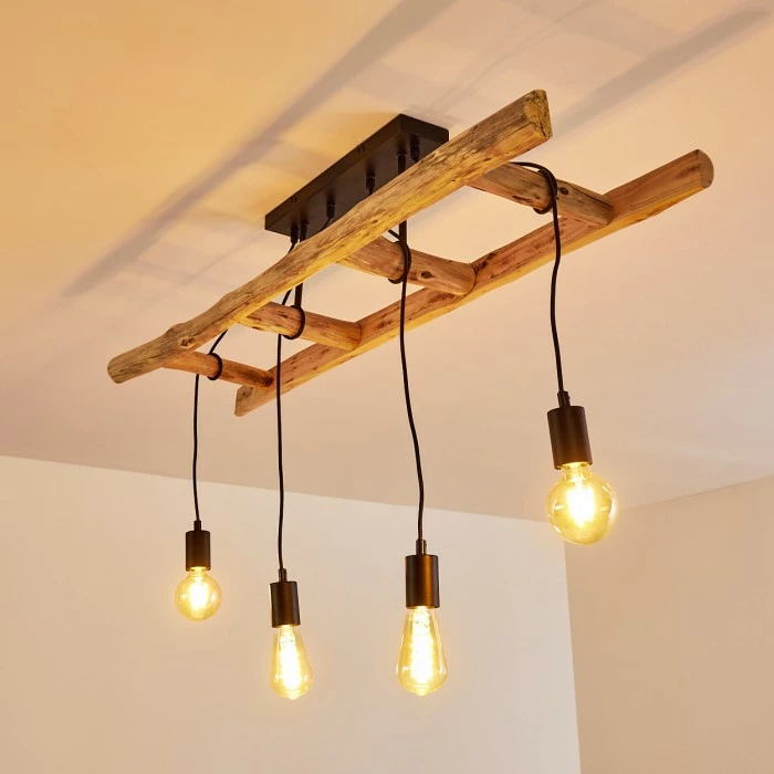 Hofstein Yaak Deckenleuchte Schwarz, Braun, 4-flammig 7 Hofstein Yaak Deckenleuchte Schwarz, Braun, 4-flammig – Bild 7