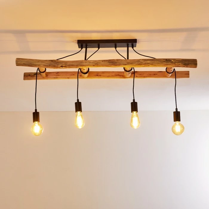 Hofstein Yaak Deckenleuchte Schwarz, Braun, 4-flammig 8 Hofstein Yaak Deckenleuchte Schwarz, Braun, 4-flammig – Bild 8