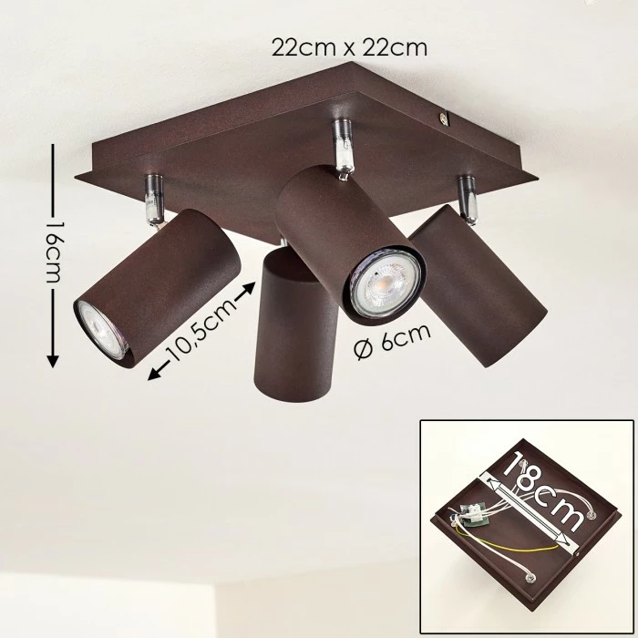 Hofstein Zuoz Deckenleuchte Chrom, Rostfarben, 4-flammig 2 Hofstein Zuoz Deckenleuchte Chrom, Rostfarben, 4-flammig – Bild 2