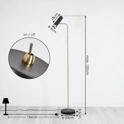 Hofstein Zuoz Stehleuchte Messing, Schwarz, 1-flammig -Bürolampen Verkäufe zuoz stehleuchte h3415337 3