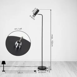 Hofstein Zuoz Stehleuchte Chrom, Schwarz, 1-flammig -Bürolampen Verkäufe zuoz stehleuchte h3421598 3
